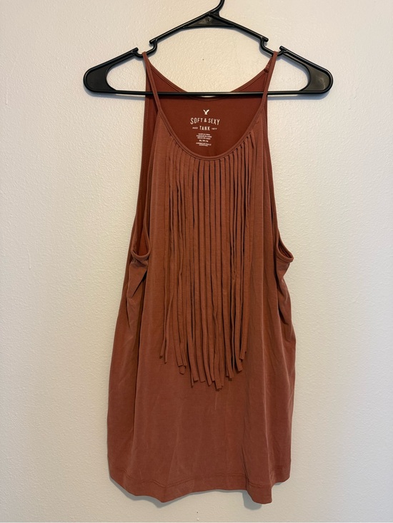 American Eagle Outfitters Tops - American Eagle Outfitters Rust Fringe Tank Top